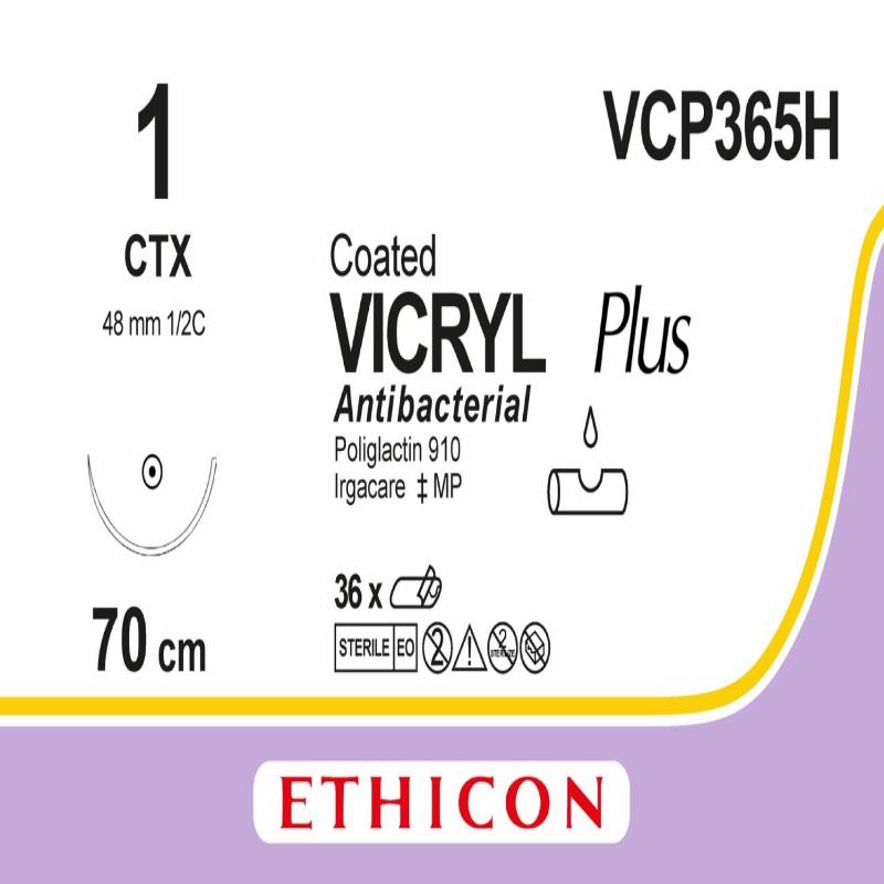 VICRYL PLUS фіолетовий 70см M4 USP1 одна голка CTX, тип колюча Taper Point, 48мм, 1/2 кола